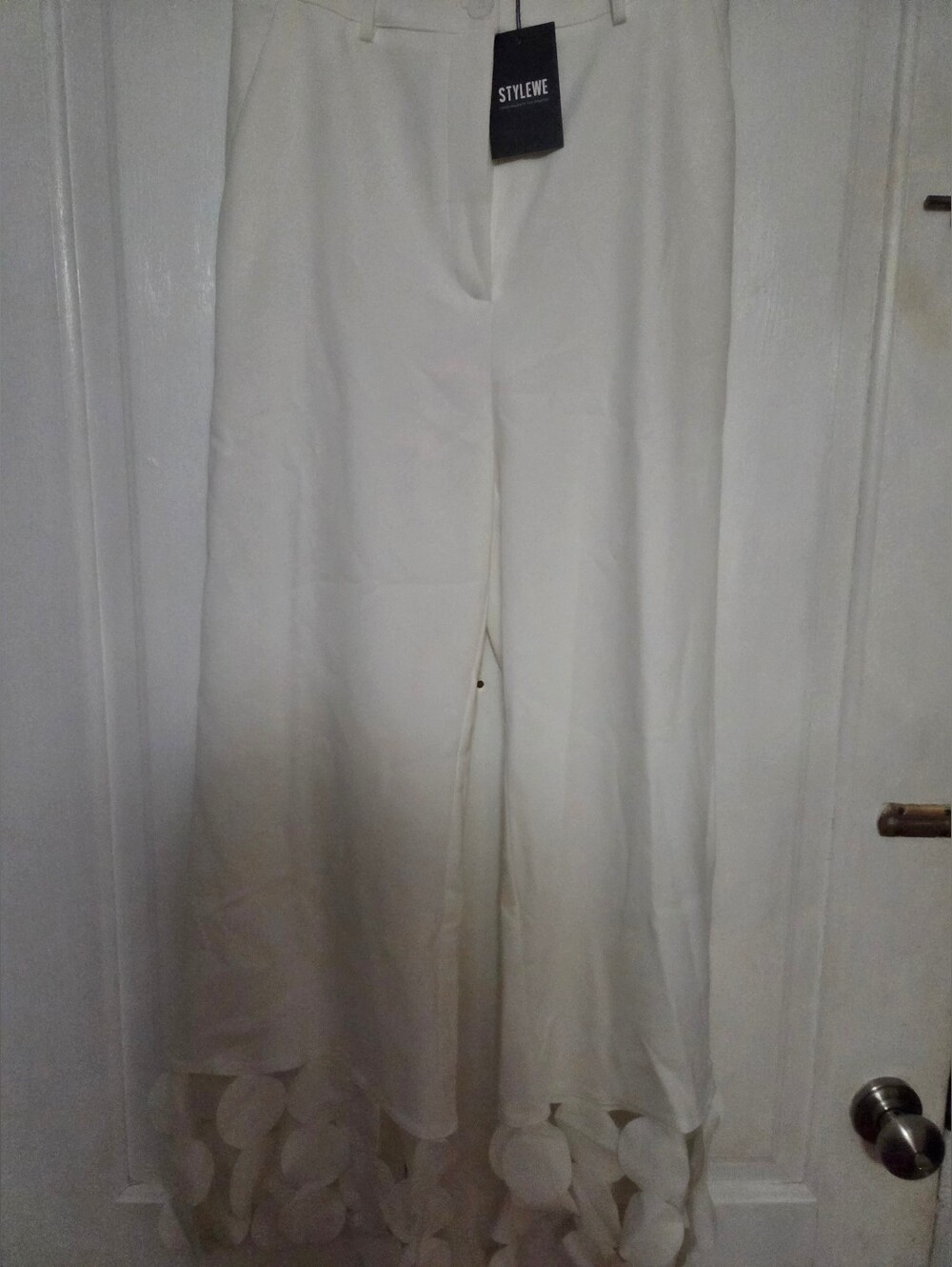 STYLEWE White Wide-Leg Pants with Hem Detail - Picture 2 of 5